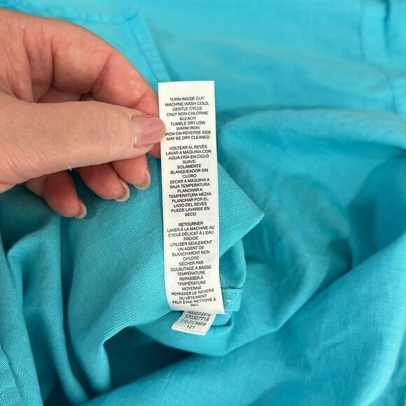 Chico’s Embroidered Linen Blend Tunic Popover Top In Blue Size L - Picture 6 of 9